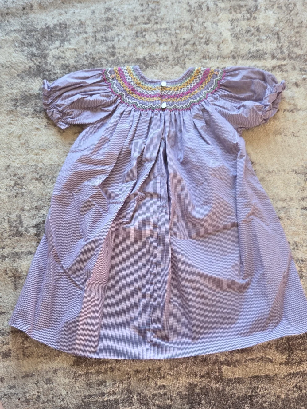Rosalina Collection Purple Gingham Smocked Dress Size 2T